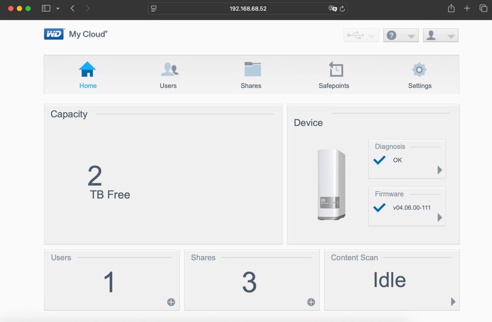 Disco rede WD My Cloud 2 Tb