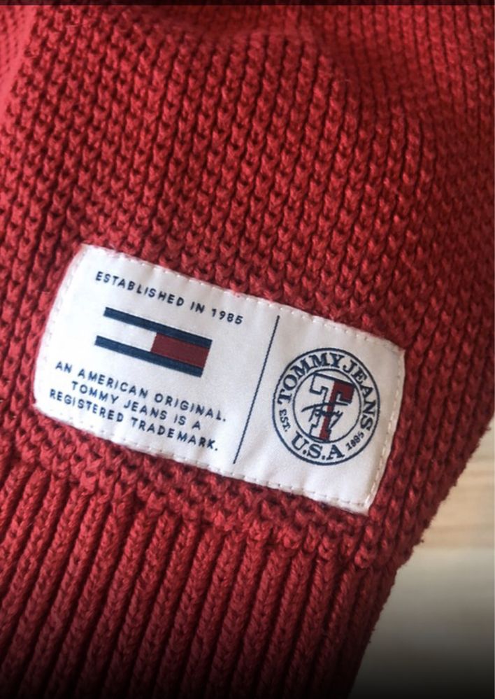 Sweter Tommy Jeans unisex damski męski S niebieski biały czerwony