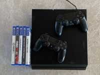 PlayStation 4 PS4 + 2 pady + 5 gie