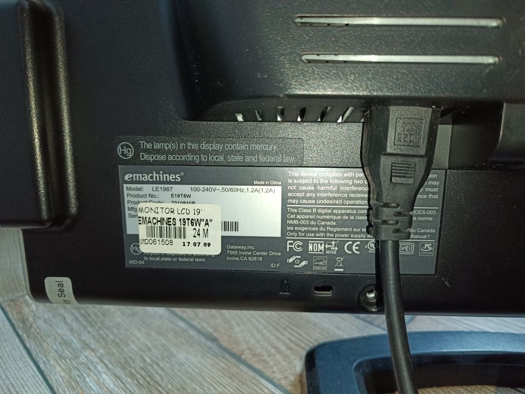 MONITOR EMACHINES 19T6W"A" , 19 cali, DVI, HD monitor LCD