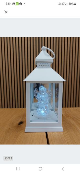 Lampion z aniołkiem świecący na Baterie na grób