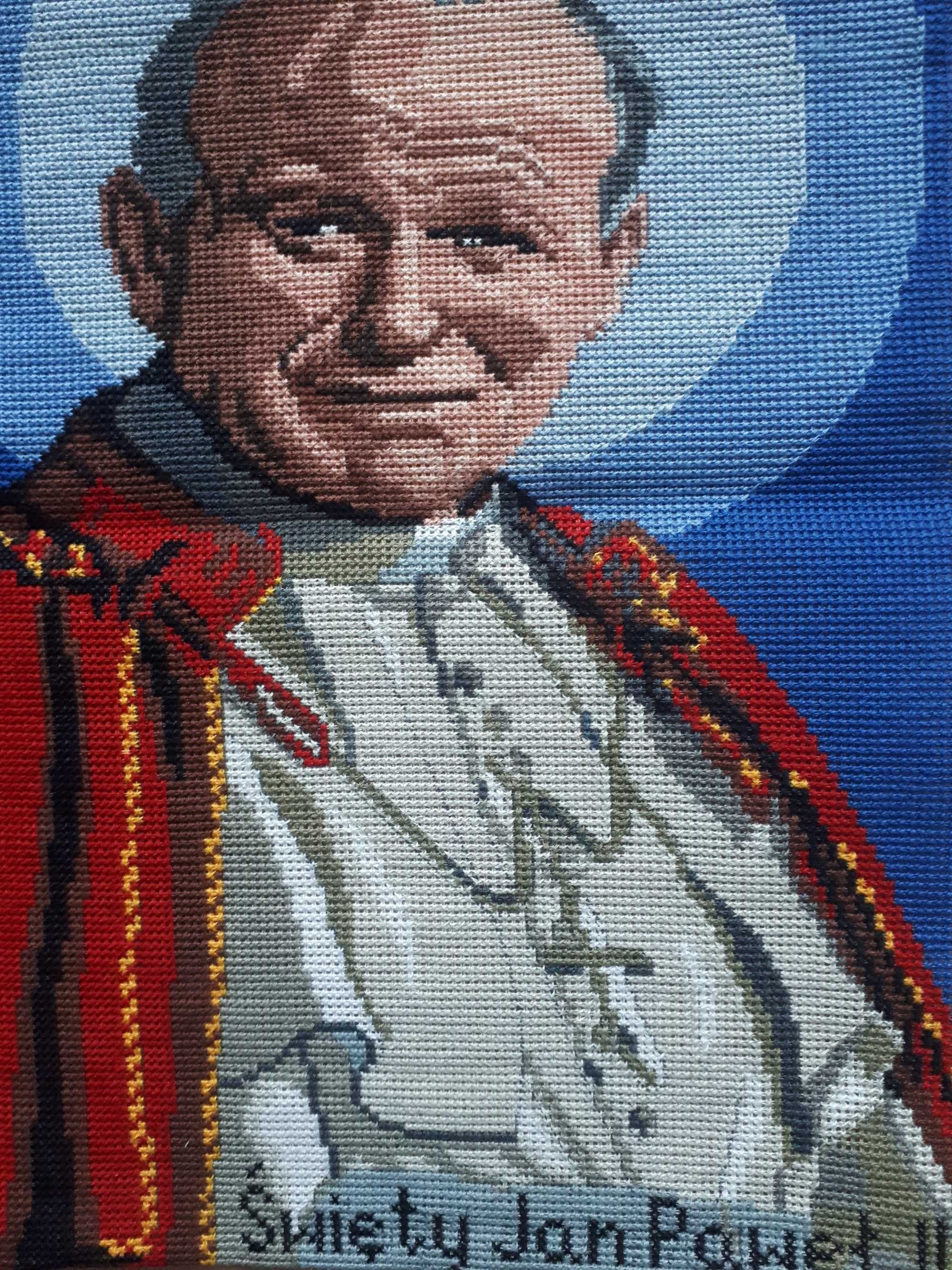 Obraz Święty Jan Paweł II-  30 x 40 cm, haft krzyżykowy