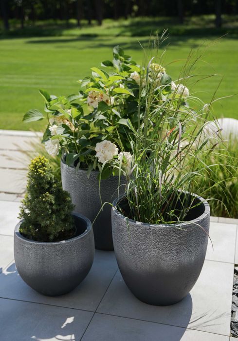 Zestaw 3 donic betonowych duże donice ogrodowe z betonu na kwiaty