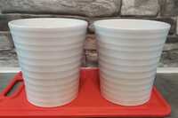 NOWE 2 sztuki niemieckie białe ceramiczne doniczki do storczyków