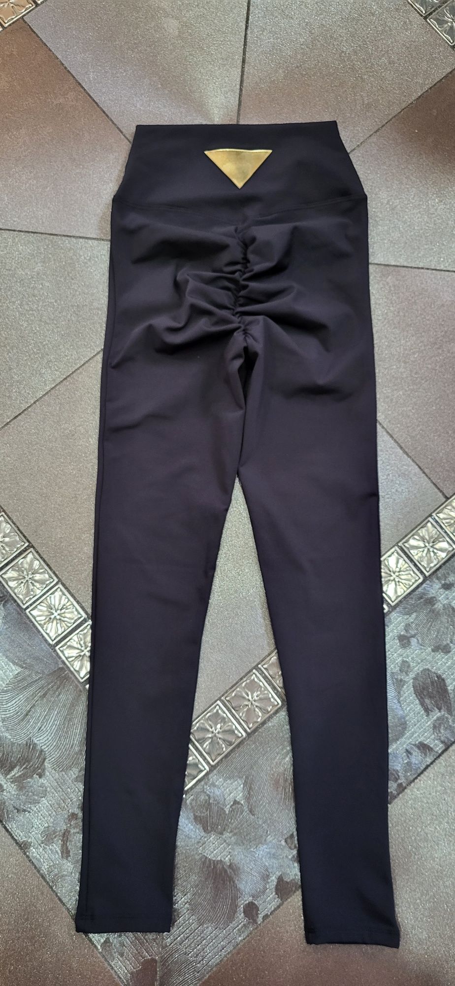 2 pary legginsy czarne beż push up na pupie wysoki stan premium S
