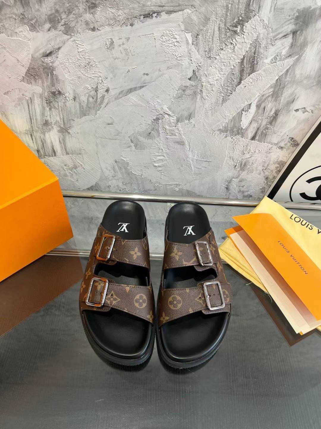 Louis Vuitton Buty, sandaly klapki, skora 180217