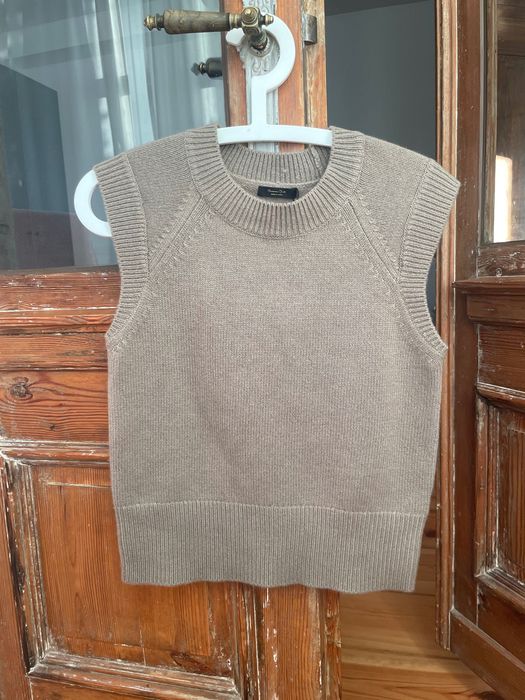 Massimo Dutti nowa kamizelka khaki wełniana wełna kaszmir