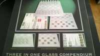 Conjunto de 3 jogos de tabuleiro em vidro, damas, xadrez e gamão.