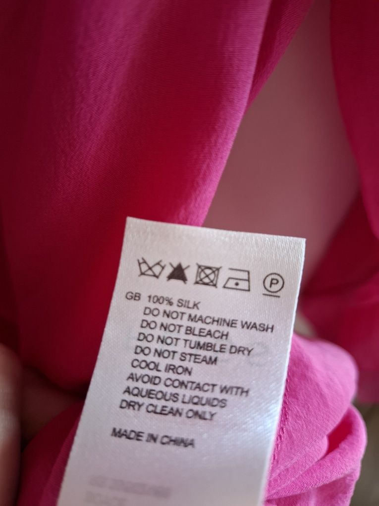 Różowa jedwabna koszula 100% jedwab magenta