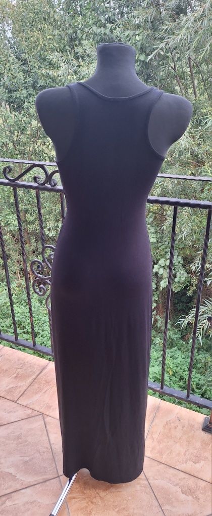 Czarna długa sukienka maxi 96 % wiskoza marka Jane Norman rozmiar M 38