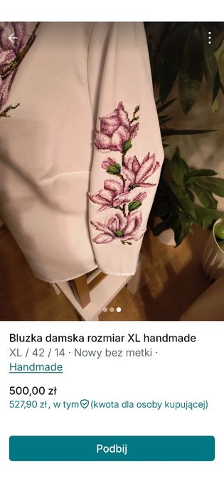 Bluzka ręcznie haftowana koralikami