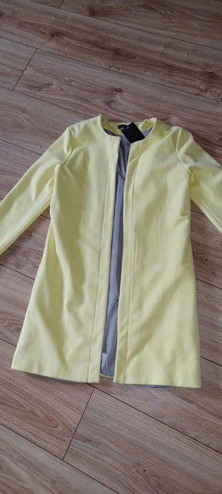Wiosenny płaszcz płaszczyk damski limonkowy 36/38