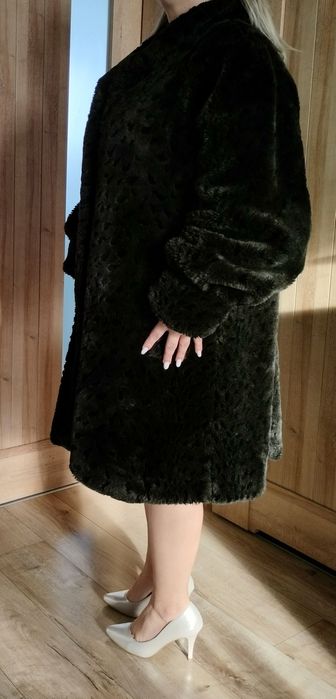 Brązowo czarne sztuczne futro, futerko w cętki