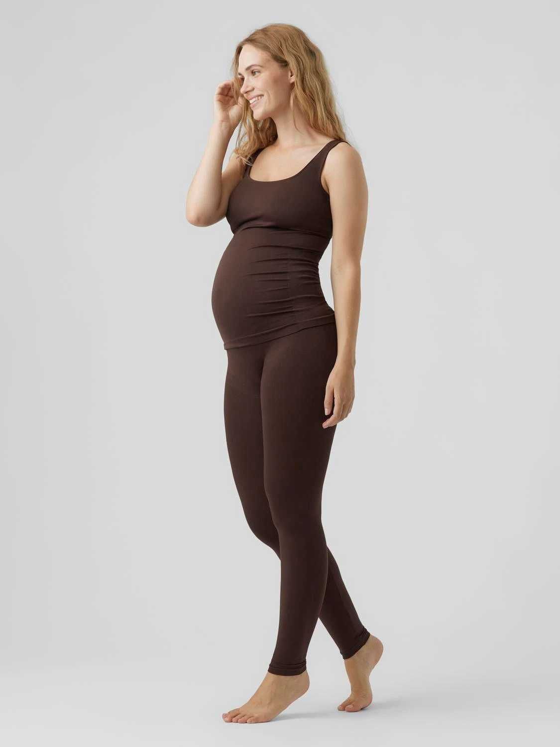 Mamalicious legginsy brązowe klasyczne ciążowe L/XL