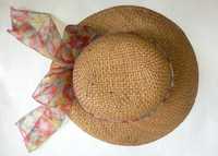 Шляпа соломенная женская летняя широкополая пляжная прочная Винтаж