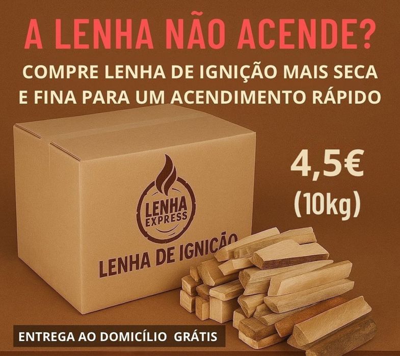 Lenha de ignição seca e + fina, entrega em braga
