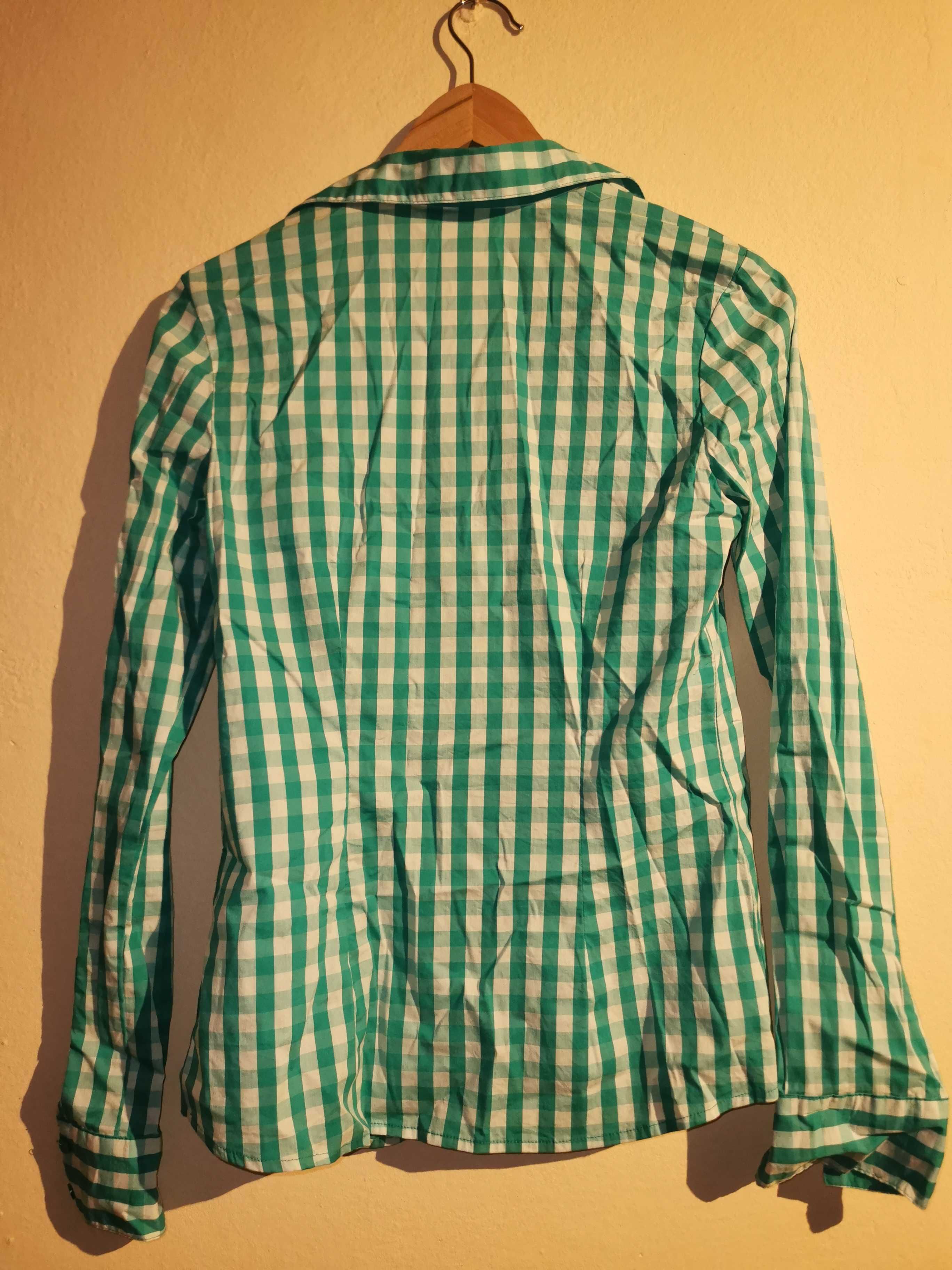 Amisu - Koszula w zielono-białą kratę, rozmiar S