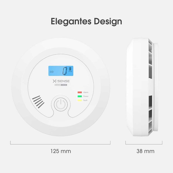detektor co x-sense z wymienną baterią i wyświetlaczem lcd vv