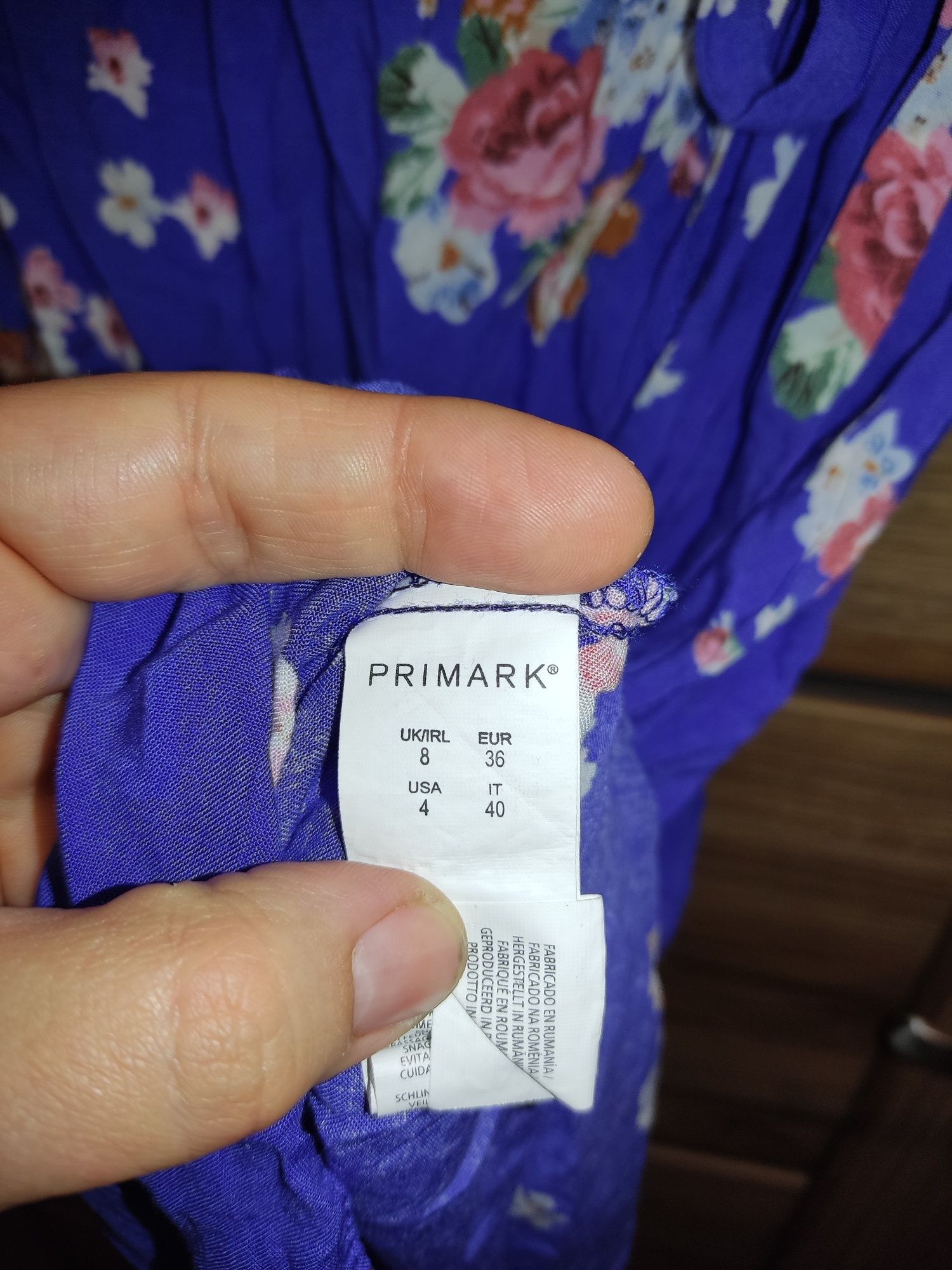 Sukienka chabrowa Primark kwiaty kwiatki kopertowa S 36