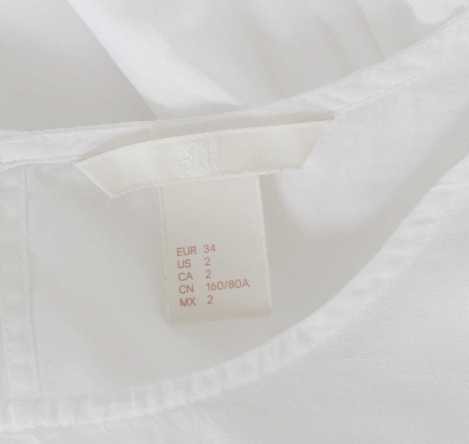 h&m biała haftowana bluzka bawełna 34 stan bardzo dobry