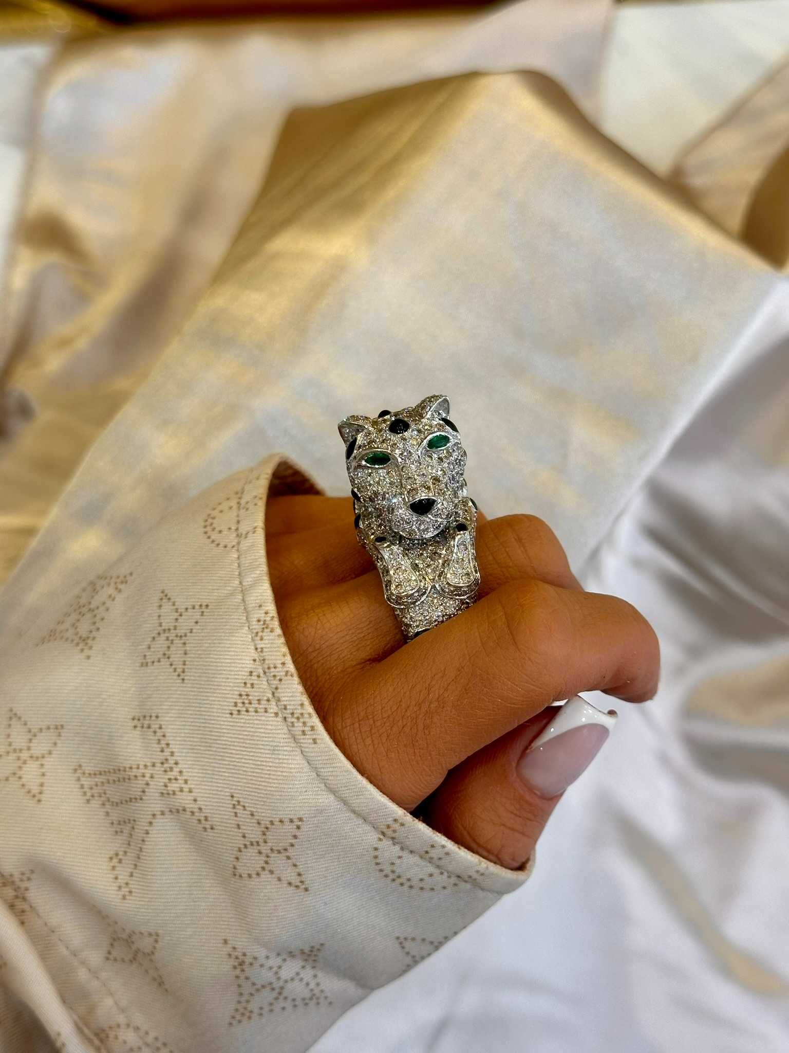 Pierścionek kotek/pantera z diamentami naturalnymi 11.30 CT