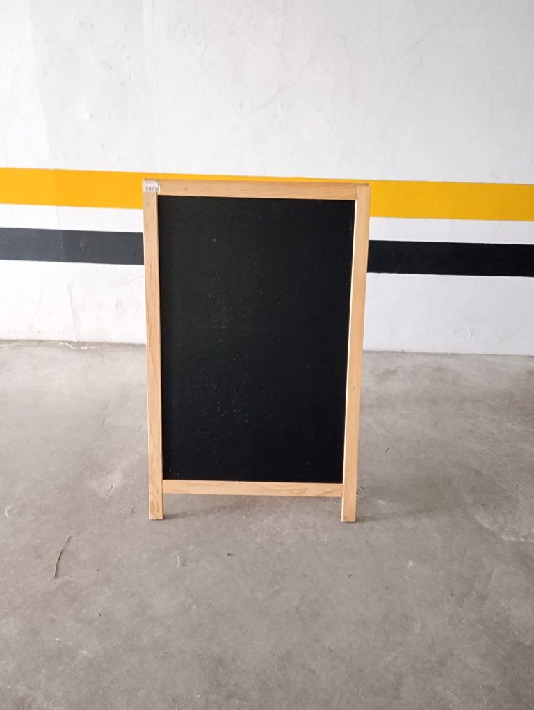 Quadro Cavalete para Menus Grande 57x100cm Duplo em Ardósia/Madeira
