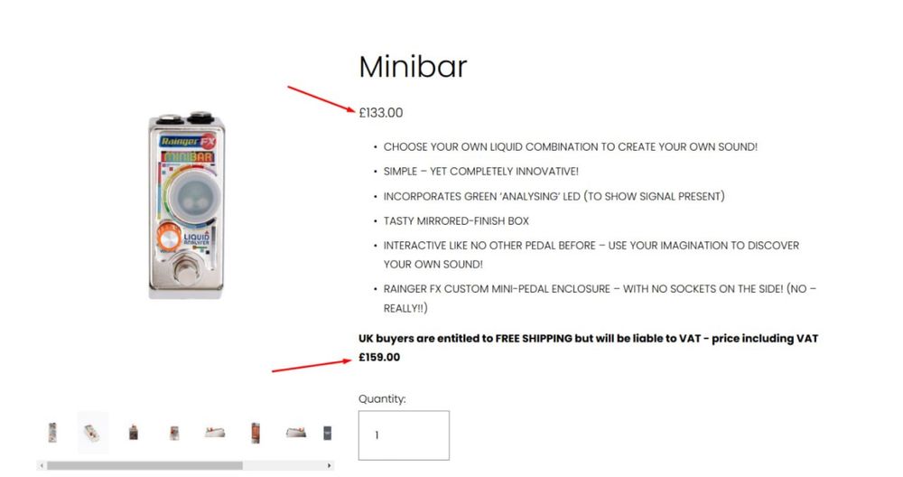 Rainger FX Minibar - гітарна педаль - overdrive distortion fuzz