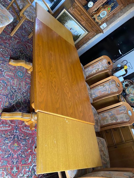 Zestaw Stół rozkładany + 8 krzeseł z Niemiec Dąb rustykalny DOWÓZ