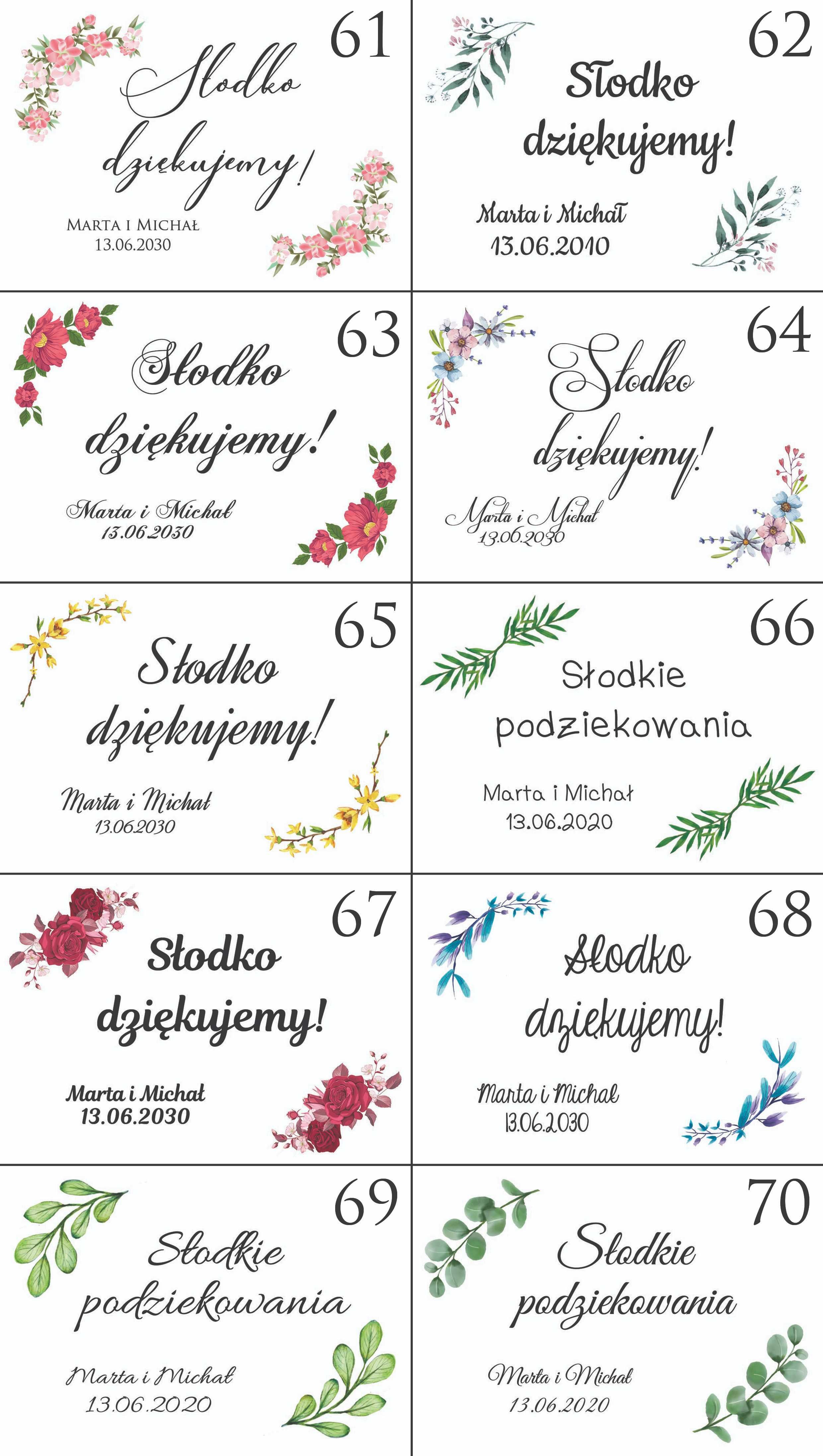 Naklejki na ciasto duże 9,65 x 6,80 cm personalizowane ślub wesele