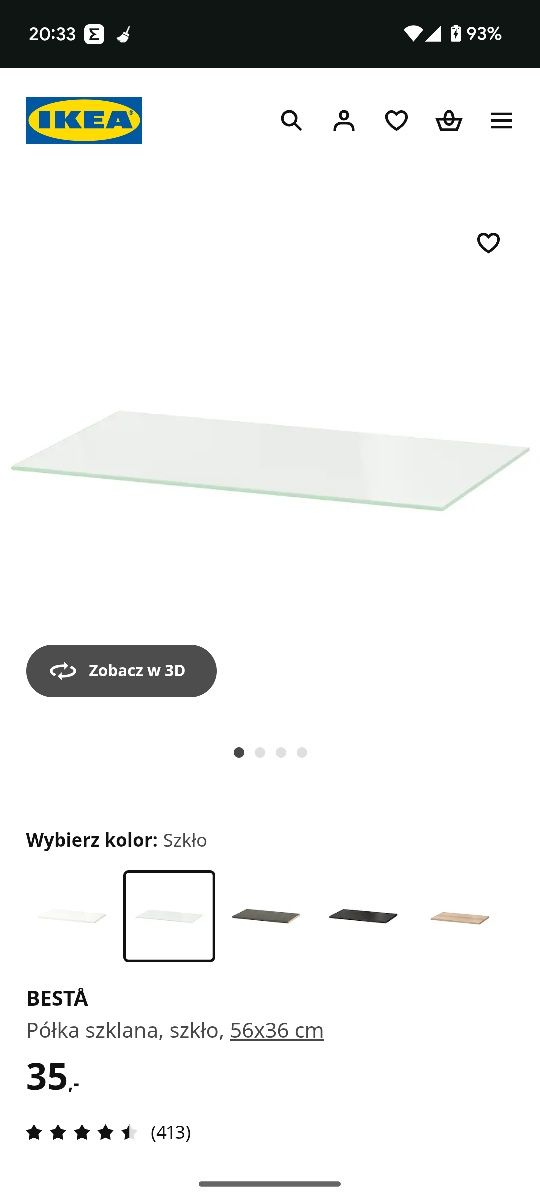 IKEA BESTA półka szklana 56x36 cm IKEA