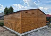 Garaż blaszany 6x6 blaszak DREWNOPODOBNY DACH DWUSPADOWY