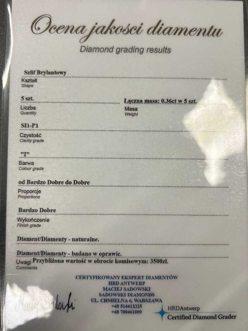 Złoty pierścionek z brylantami i Szafirem 0.36 ct