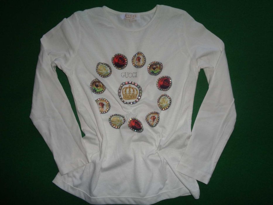 GUCCI made in Italy LUX śliczna biała bluzka cyrkonie OKAZJA 12 lat