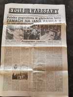 Życie Warszawy z 14 maja 1981 roku o zamachu na Jana Pawła II UNIKAT
