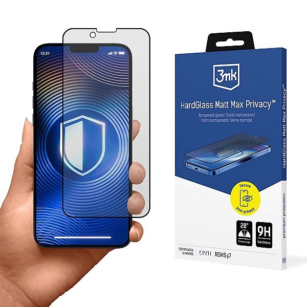 Szkło hartowane 3mk Hardglass Matt Max Privacy na Apple iPhone 13/13 P