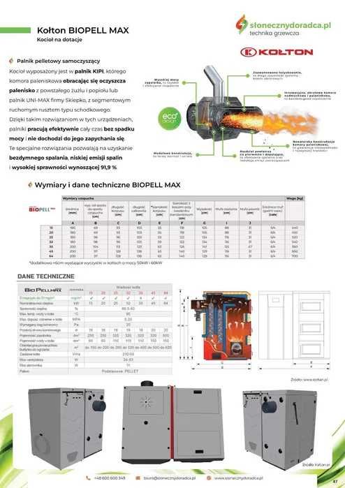 Kocioł Kołton BIO PELLMAX 15kW - Dotacje - Dostawa Gratis