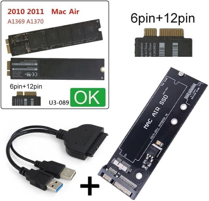 Adapter Usb 3.0 Do Ssd 12+6 Pin Mac Air 2010/2011 – Sata 22P