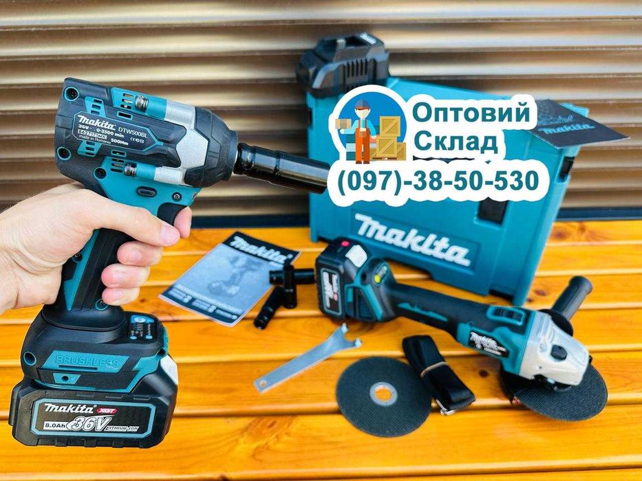 2/1 Макита Акумуляторний набор Болгарка DGA504 + Гайковерт DTW500 XGT