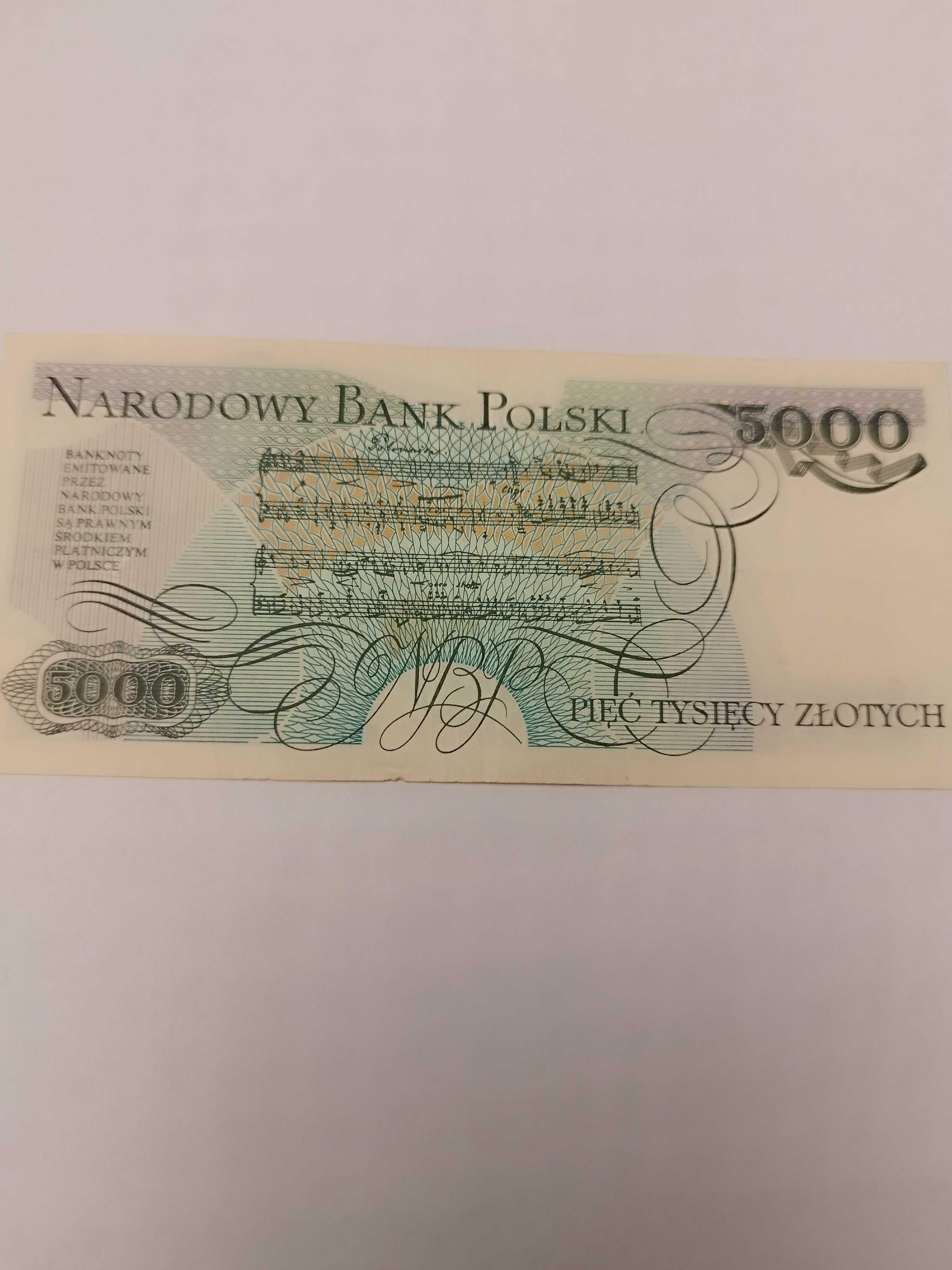 Banknot 5.000 zł z 1982 roku sprzedam.