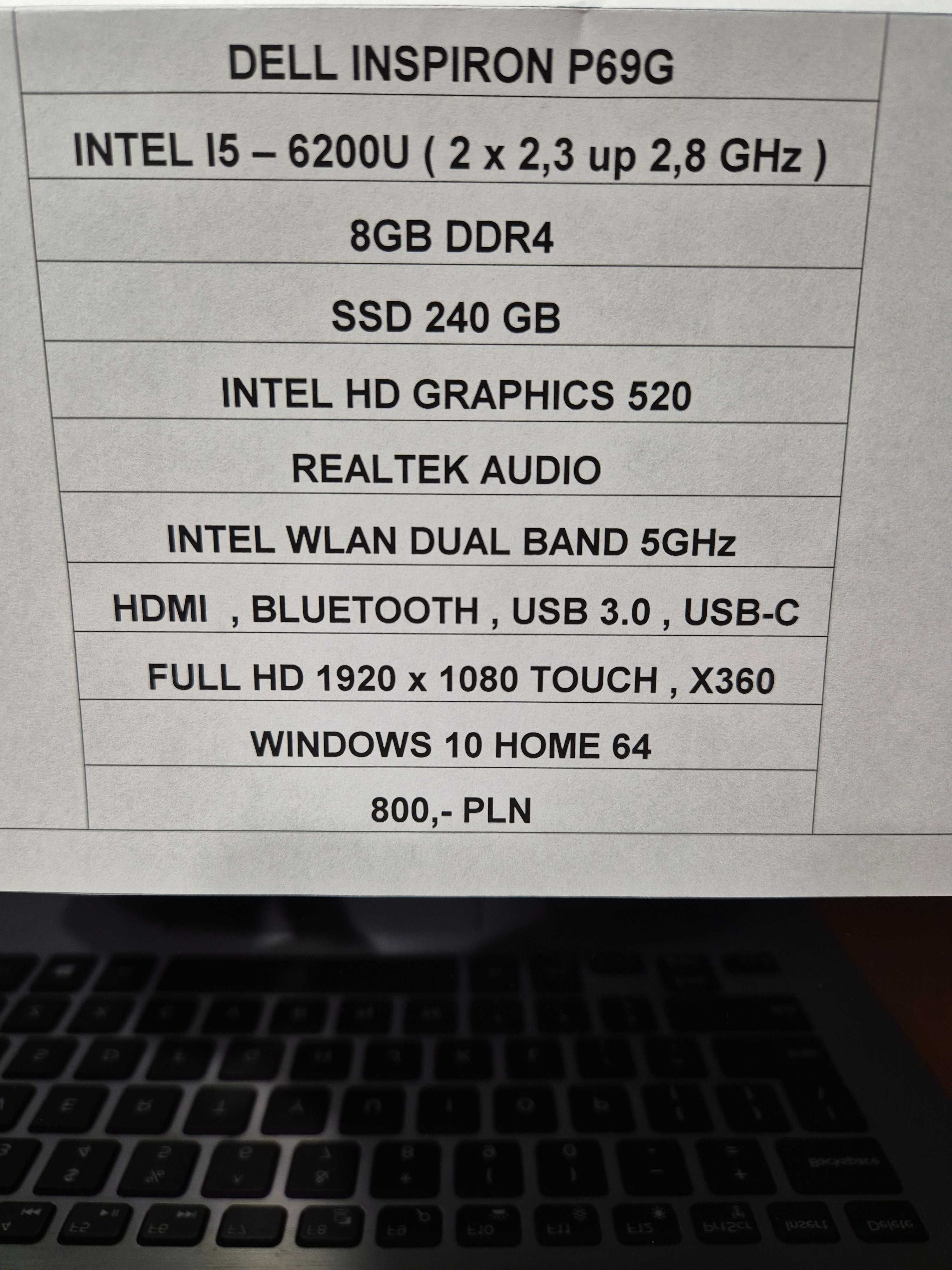 Laptop Dell Intel I5 6200U 8 Gb ddr4 240 SSD HDMI USB 3.0