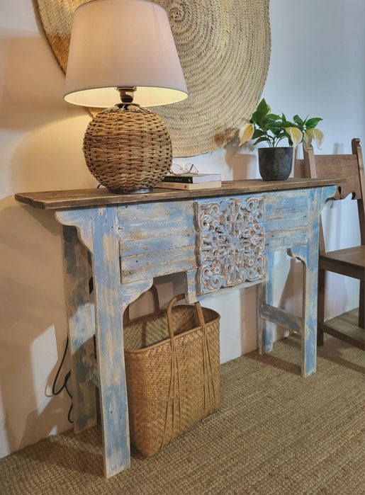 aparador, consola, mesa, apoio, talha, rustico
