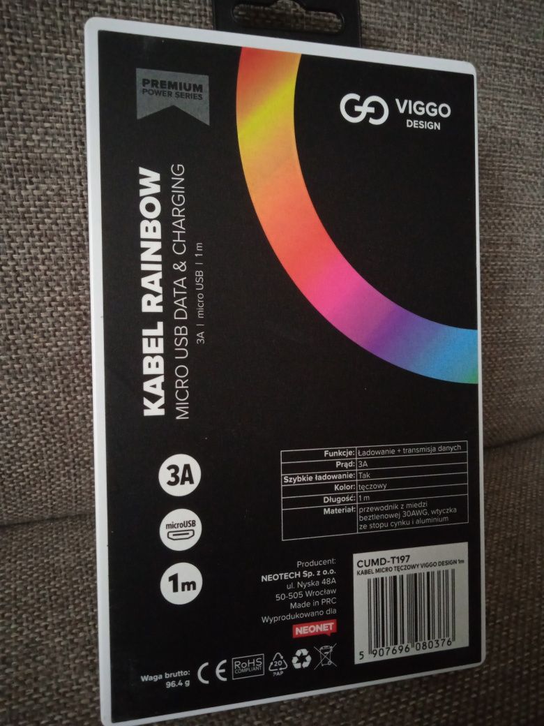 Viggo design kabel rainbow tęczowy okazja