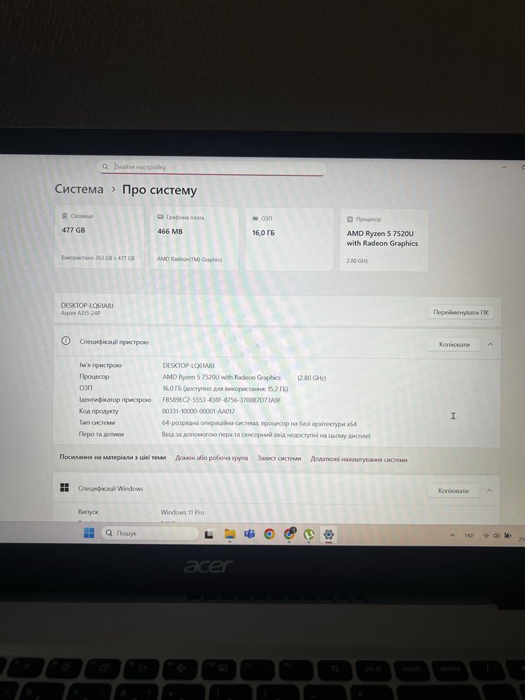 Acer Aspire 3 A315-24P-R2JU