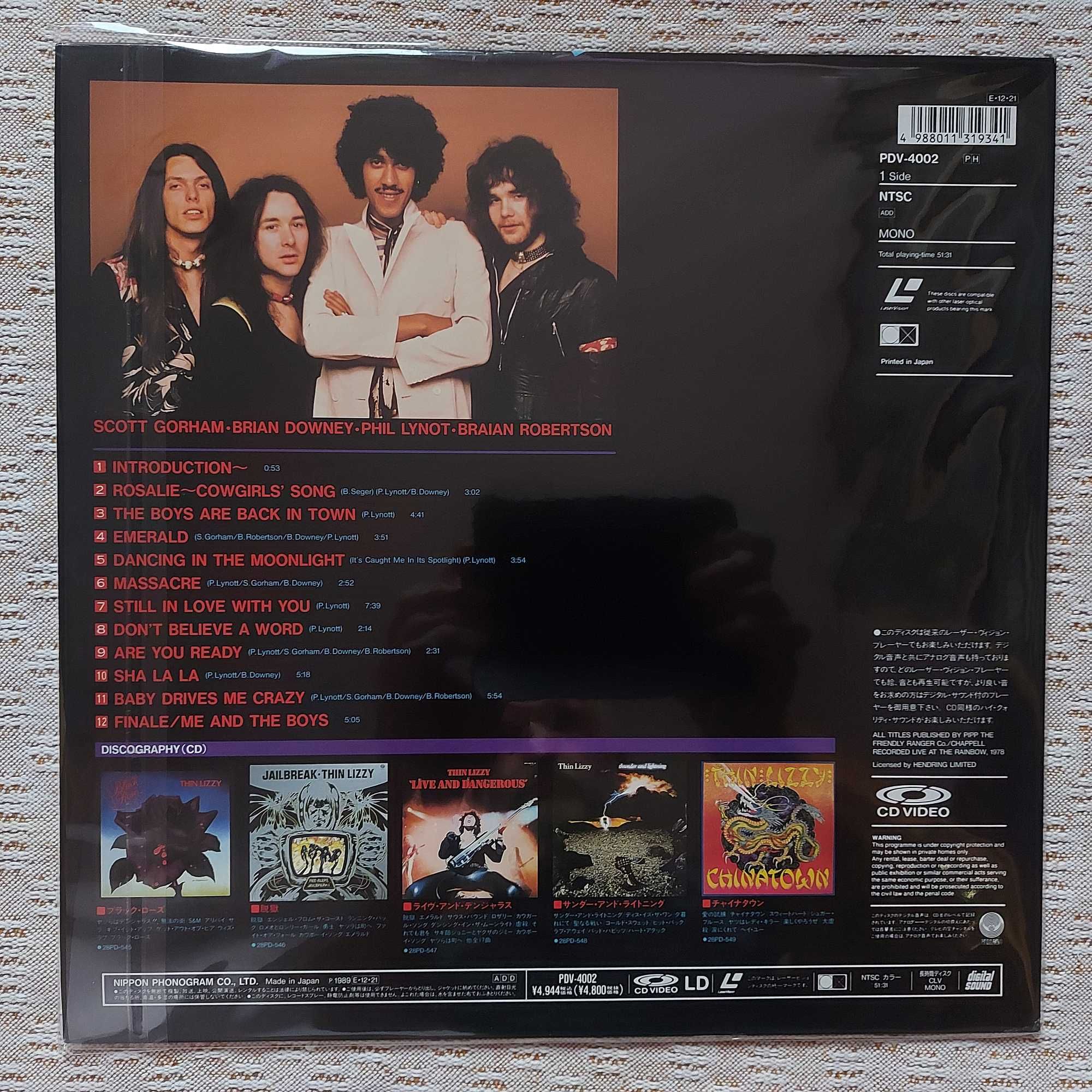 Laserdisc Thin Lizzy – Live & Dangerous  Dec 21 1989 Japan