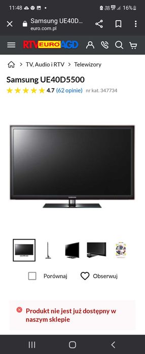 Samsung Smart 40 cali najwyszsza półka.