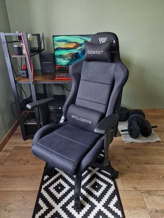 NOWY Fotel Gamingowy Materiałowy Ergonomiczny Obrotowy Biurowy Krzesło