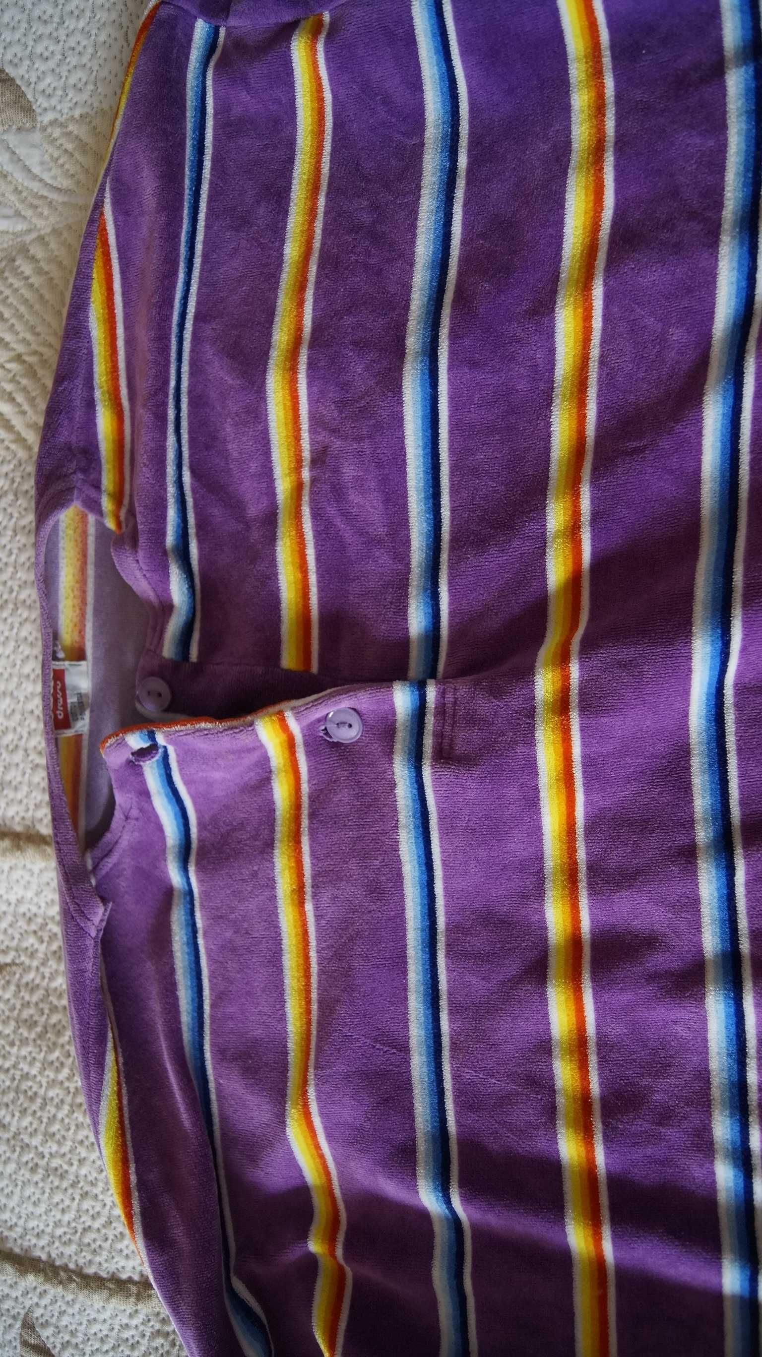 piżama fioletowa paski góra M