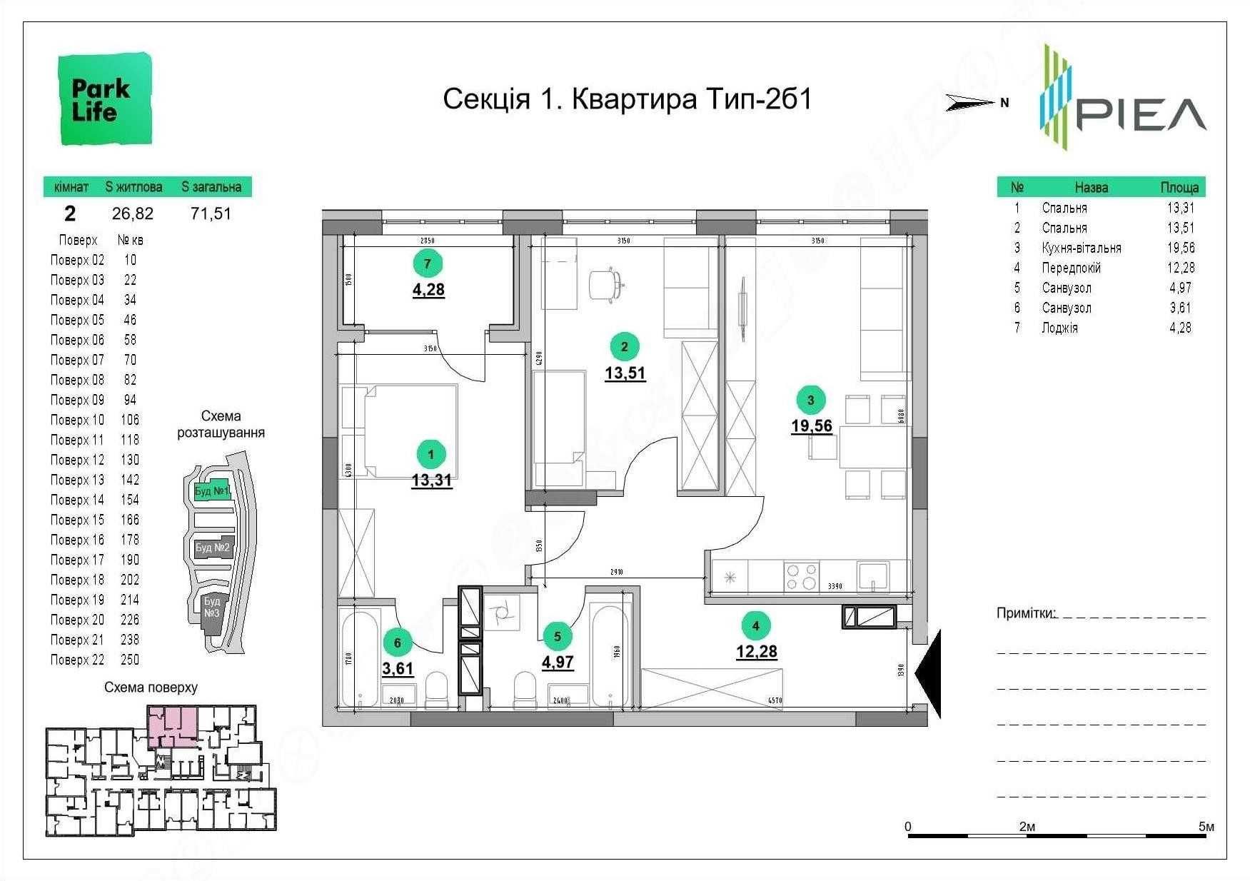 Продаж квартири ЖК Park Life. 2-к 71.5 кв.м. Без комісії