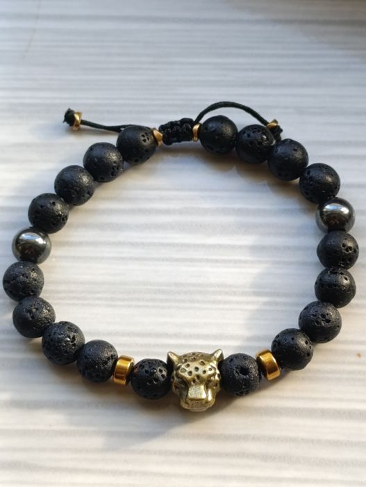 Bransoleta Gepard ,czarna lawa