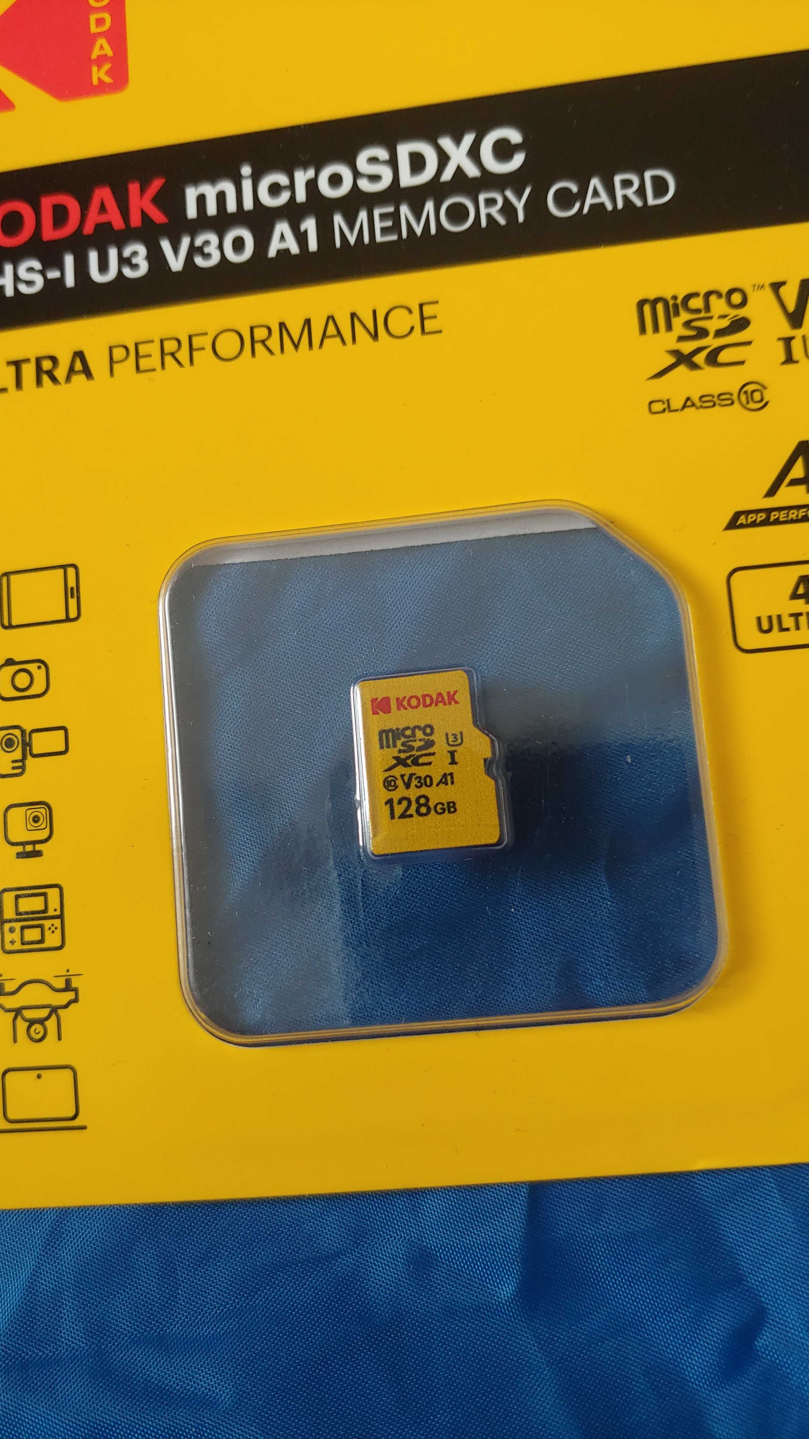 Kodak 128Gb Карта Памяти Micro SDXC UHS-I U3 V30 A1 Новая